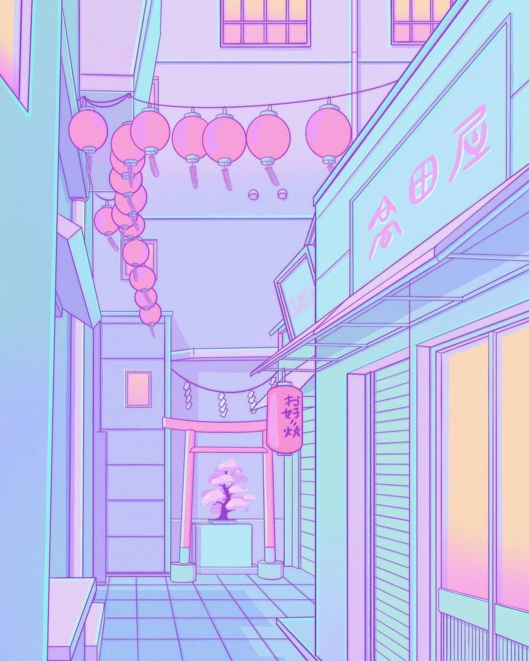 A Vivid Purple Aesthetic Anime Scene Background