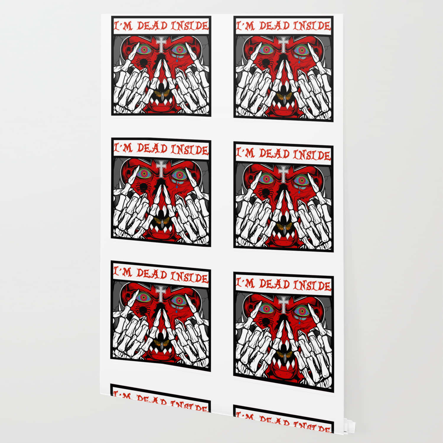 A Wall Paper With A Red And Black Skull And Crossbones Background