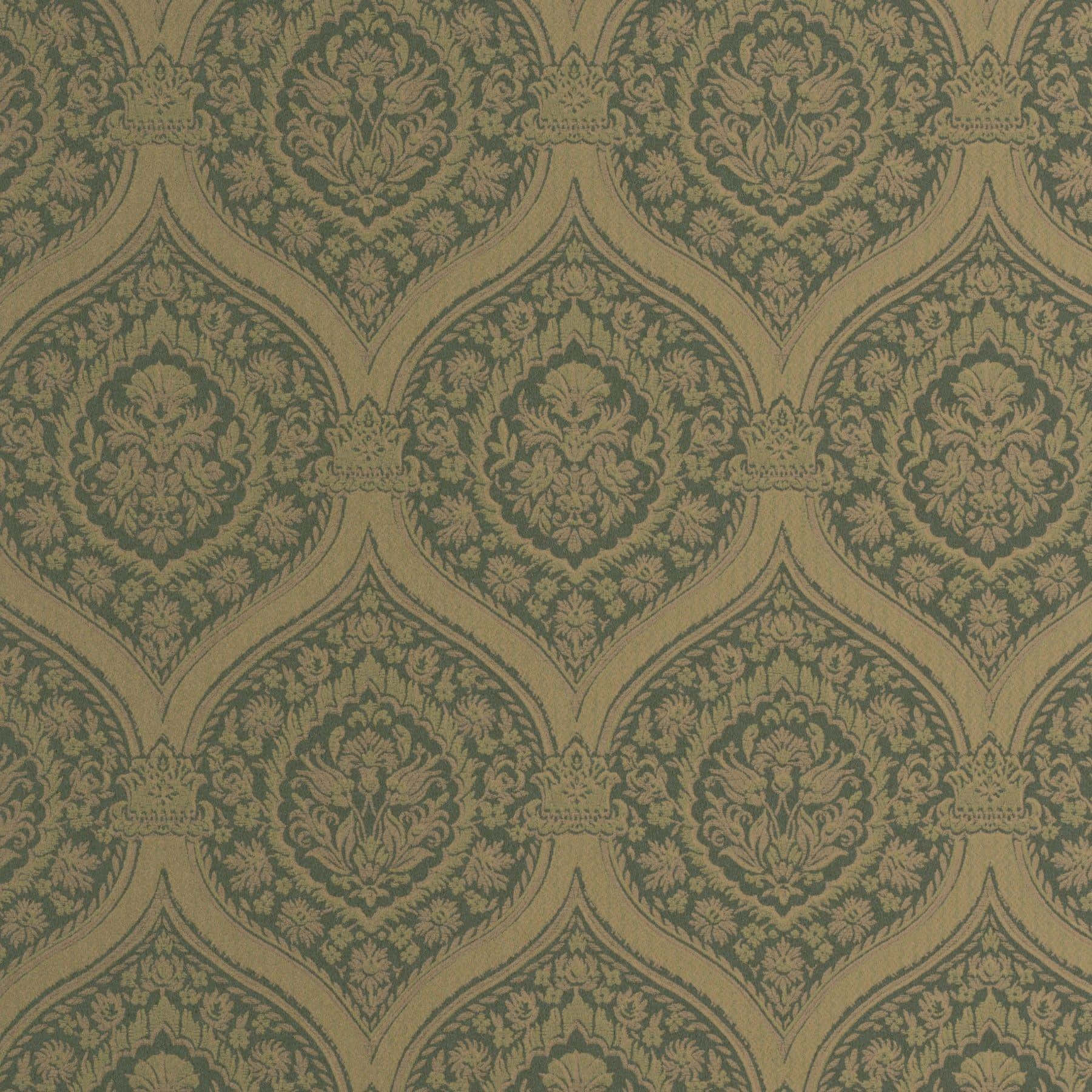 A Wallpaper With A Green And Brown Design Background