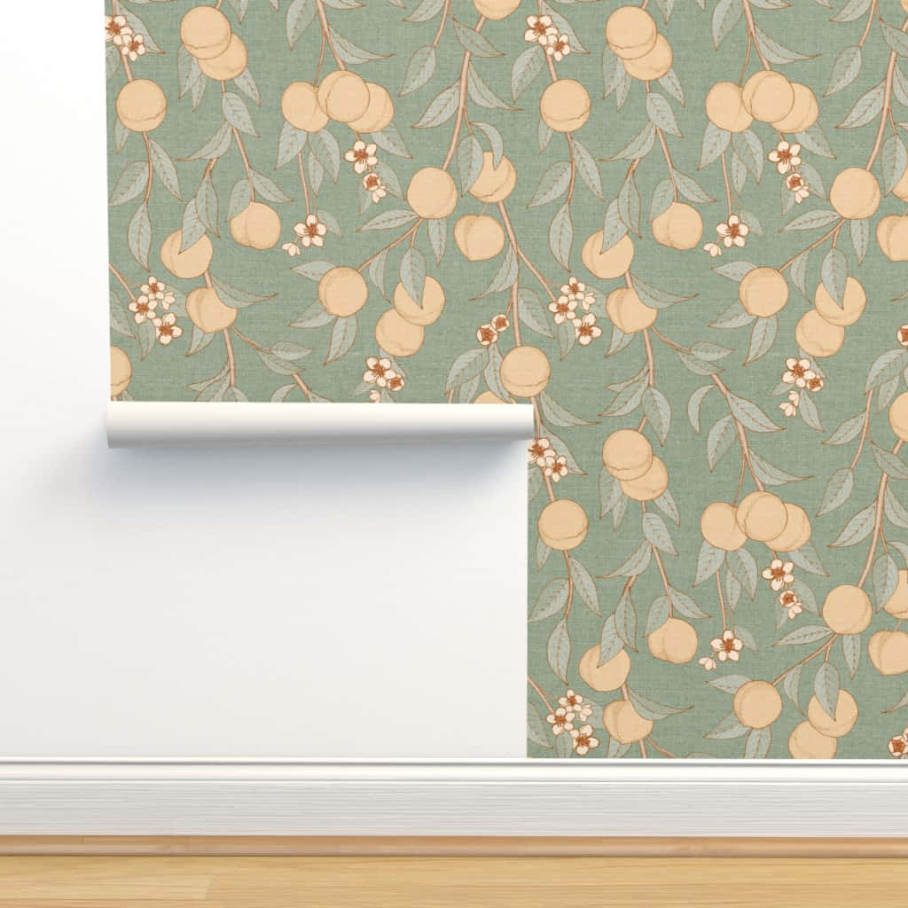 A Wallpaper With Oranges And Branches On It Background