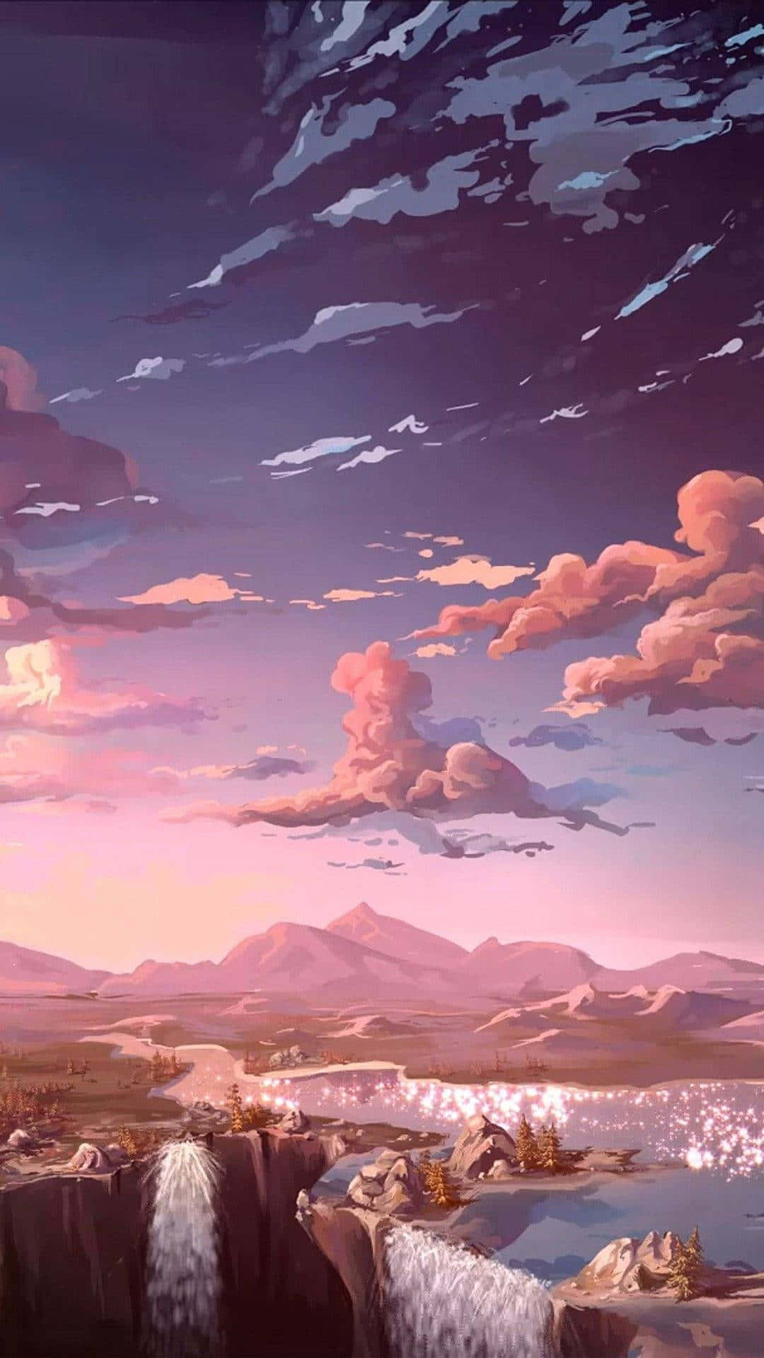 A Warm, Pastel-colored World Of Anime. Background