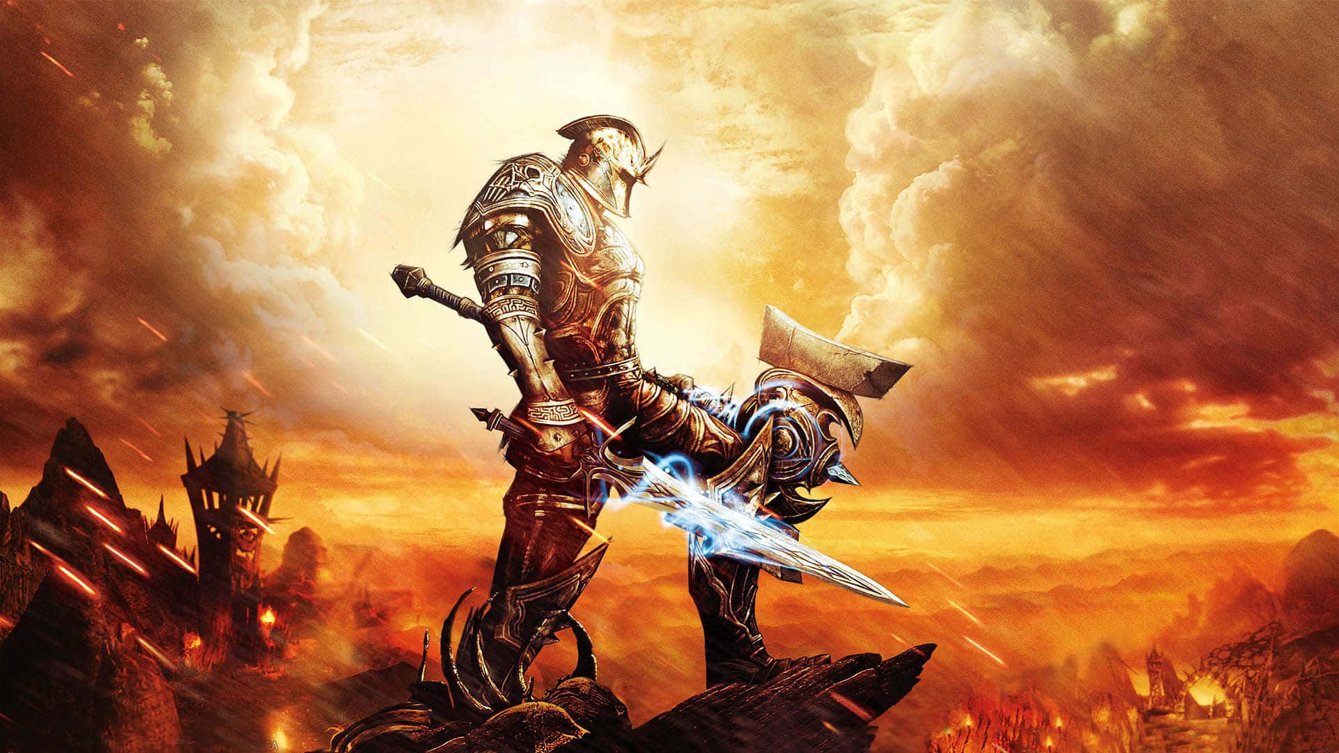A Warrior Grasping A Sword, Preparing For Battle Background