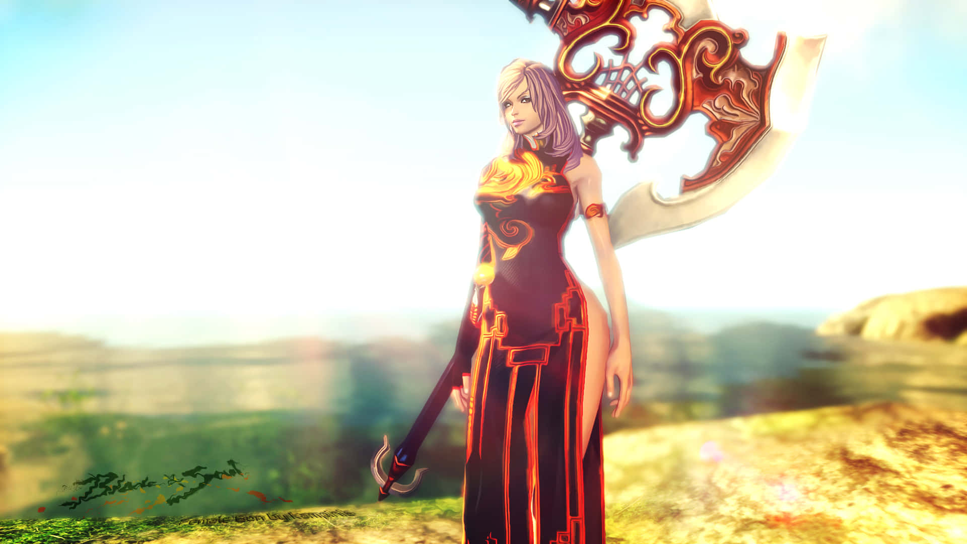 A Warrior Stands Ready To Defend The World From Chaos In Blade And Soul Background