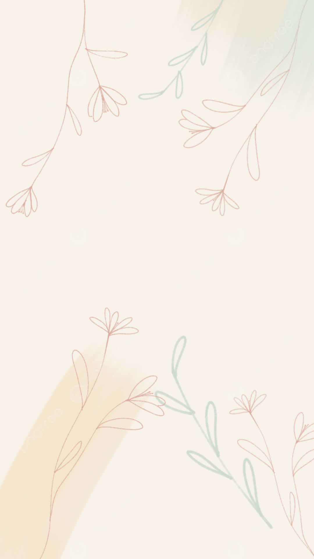 A Watercolor Background With Flowers And Leaves