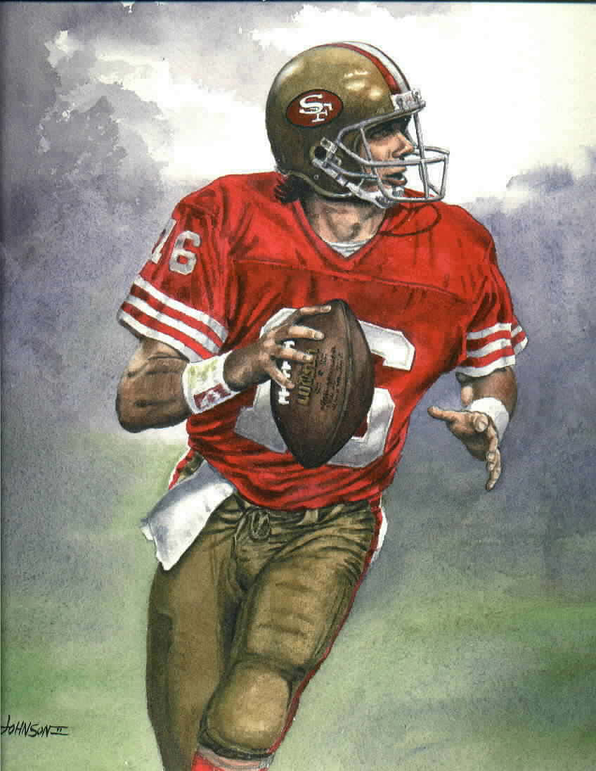 A Watercolor Painting Of A Football Player Running With The Ball Background