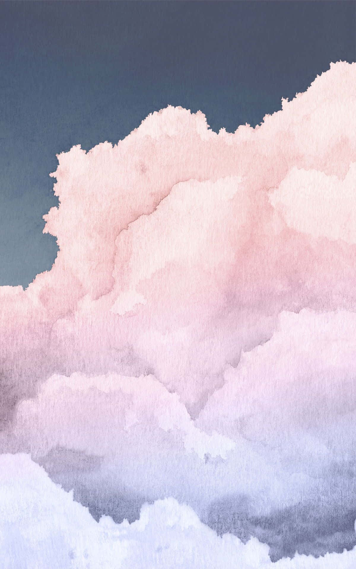 A Watercolor Painting Of Clouds In Pink And Blue Background