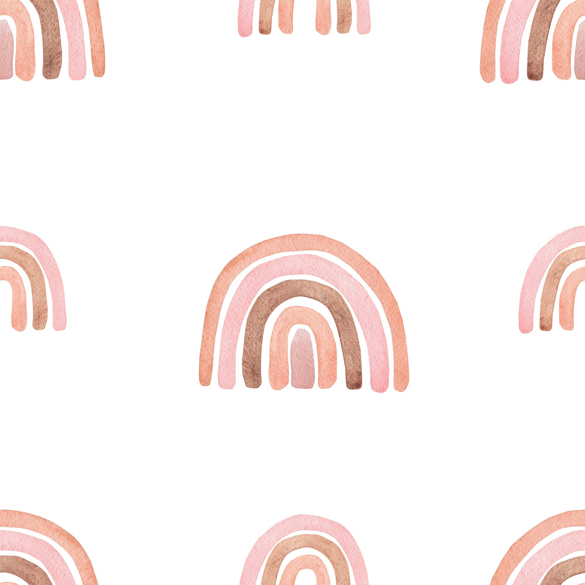 A Watercolor Rainbow Pattern With Pink And Brown Colors Background