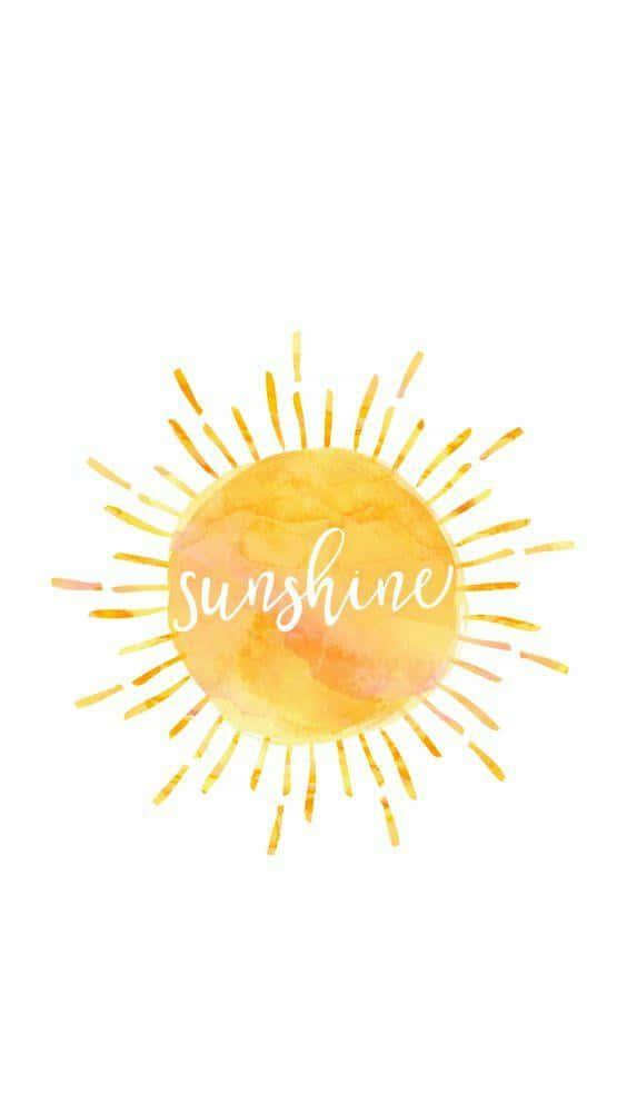 A Watercolor Sun With The Word Sunshine