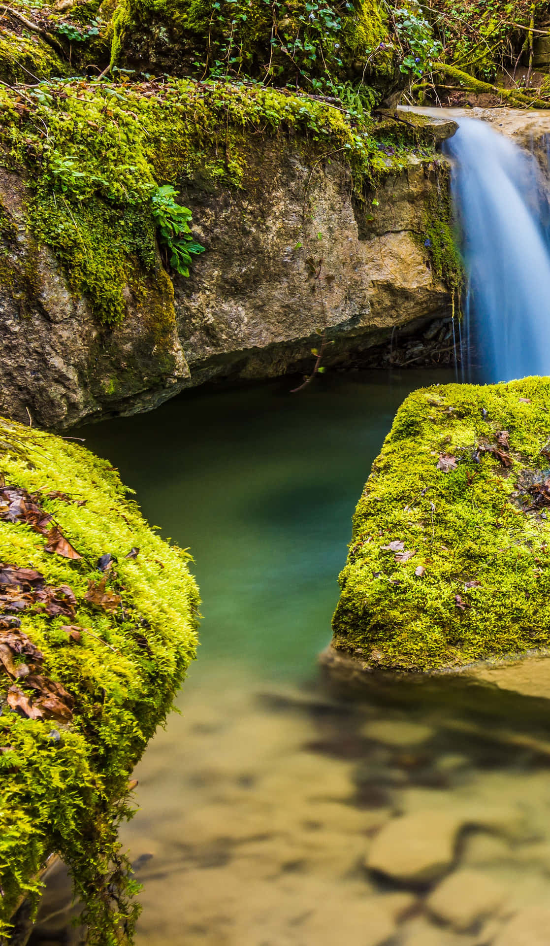 A Waterfall In The Woods Background