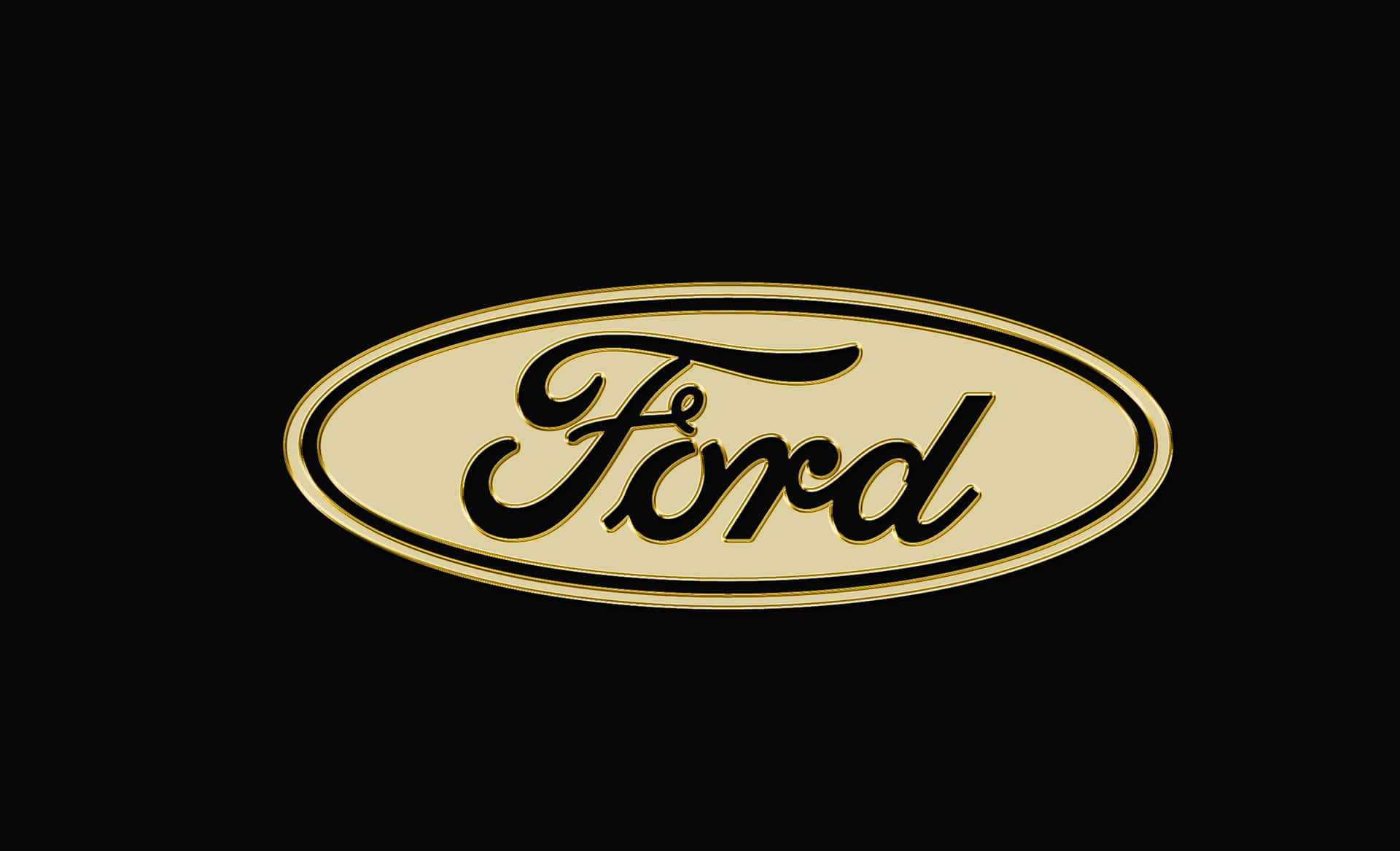 A Well-lit Ford Logo Shining Bright On A Dark Background Background