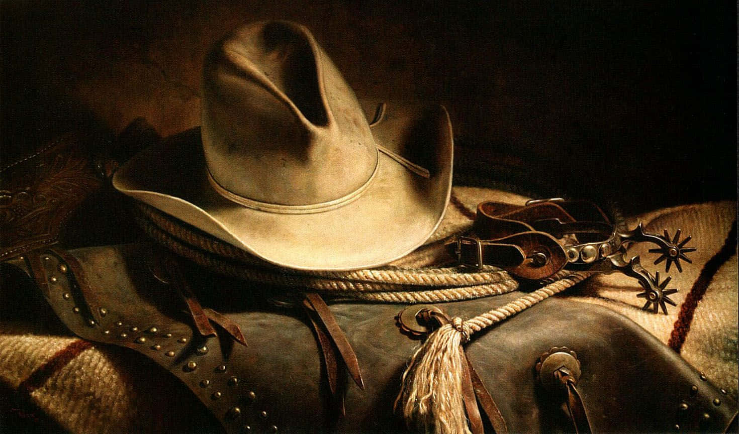 A Western Cowboy Saddles Up Background