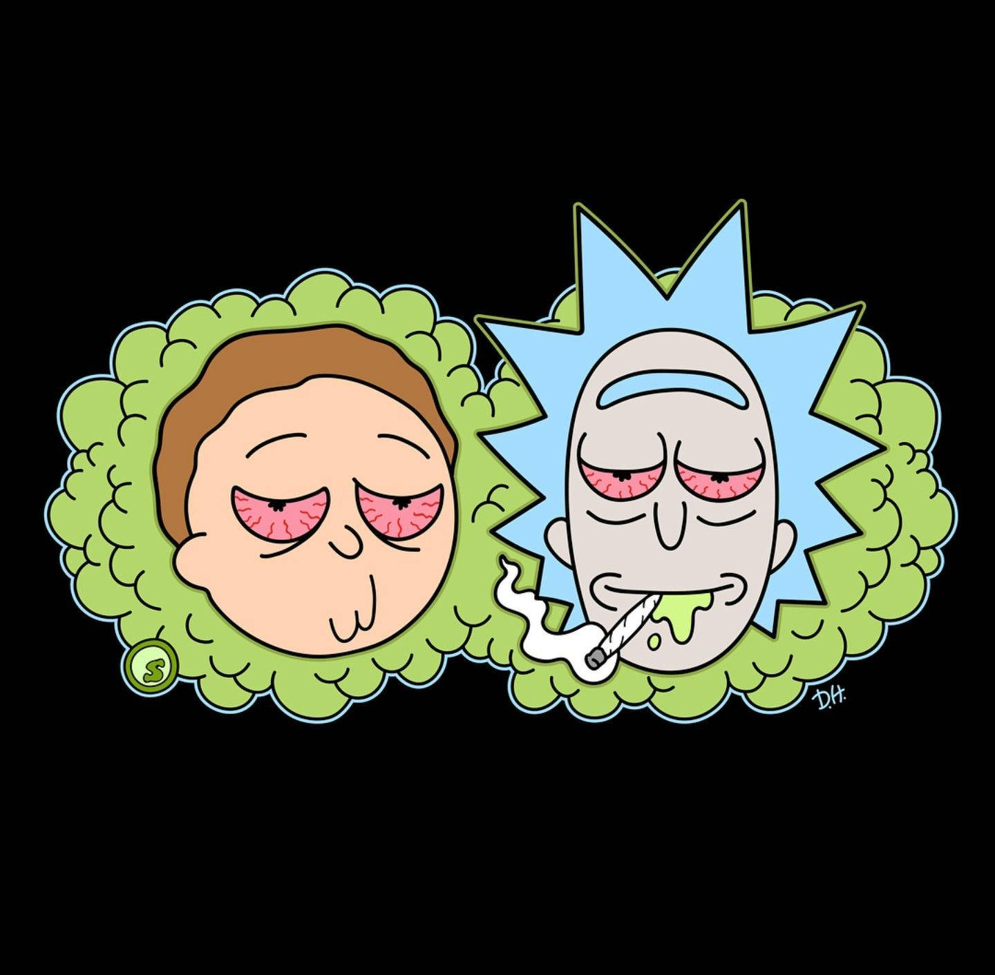 A Whimsical Display Of Rick And Morty Engaging In A Comedic Weed-themed Adventure. Background