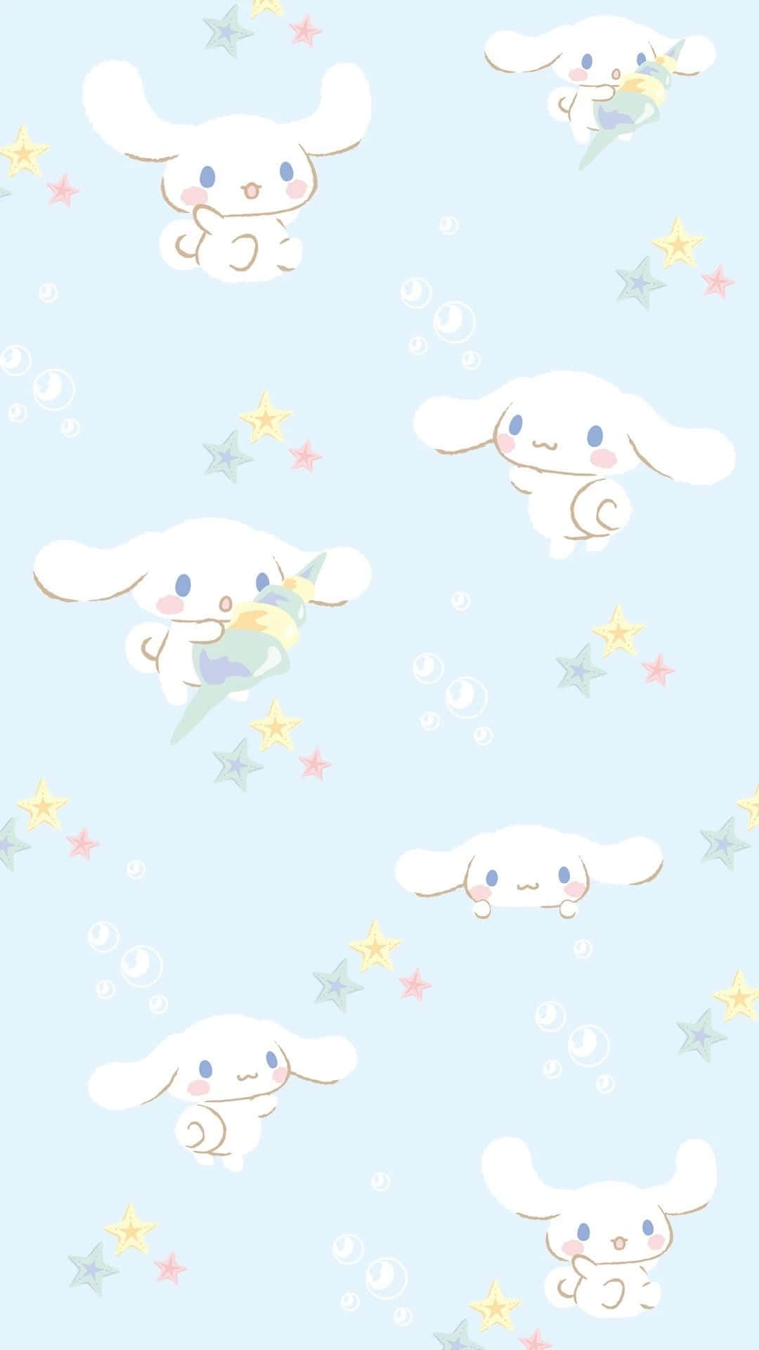 A White And Blue Pattern With White Bunnies Background