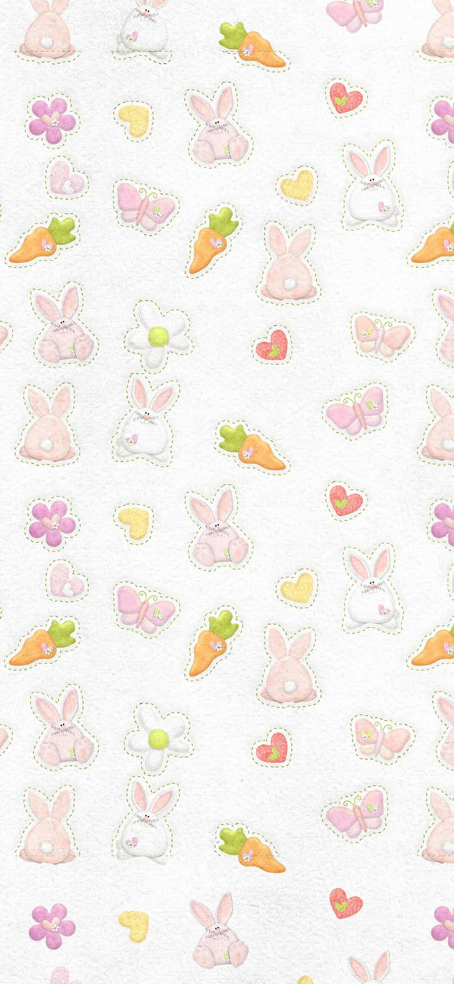 A White Background With A Pattern Of Bunnies And Carrots Background