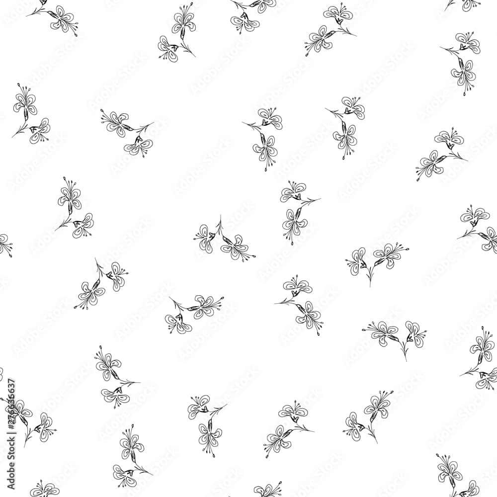 A White Background With Black And White Flowers Background