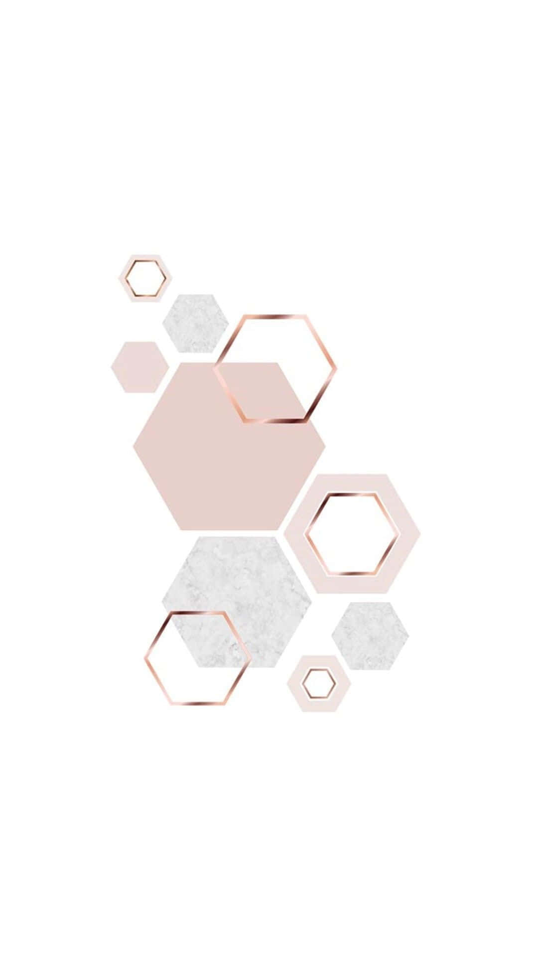 A White Background With Pink And Grey Hexagons