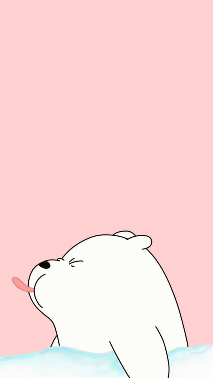 A White Bear Is Laying In The Water Background