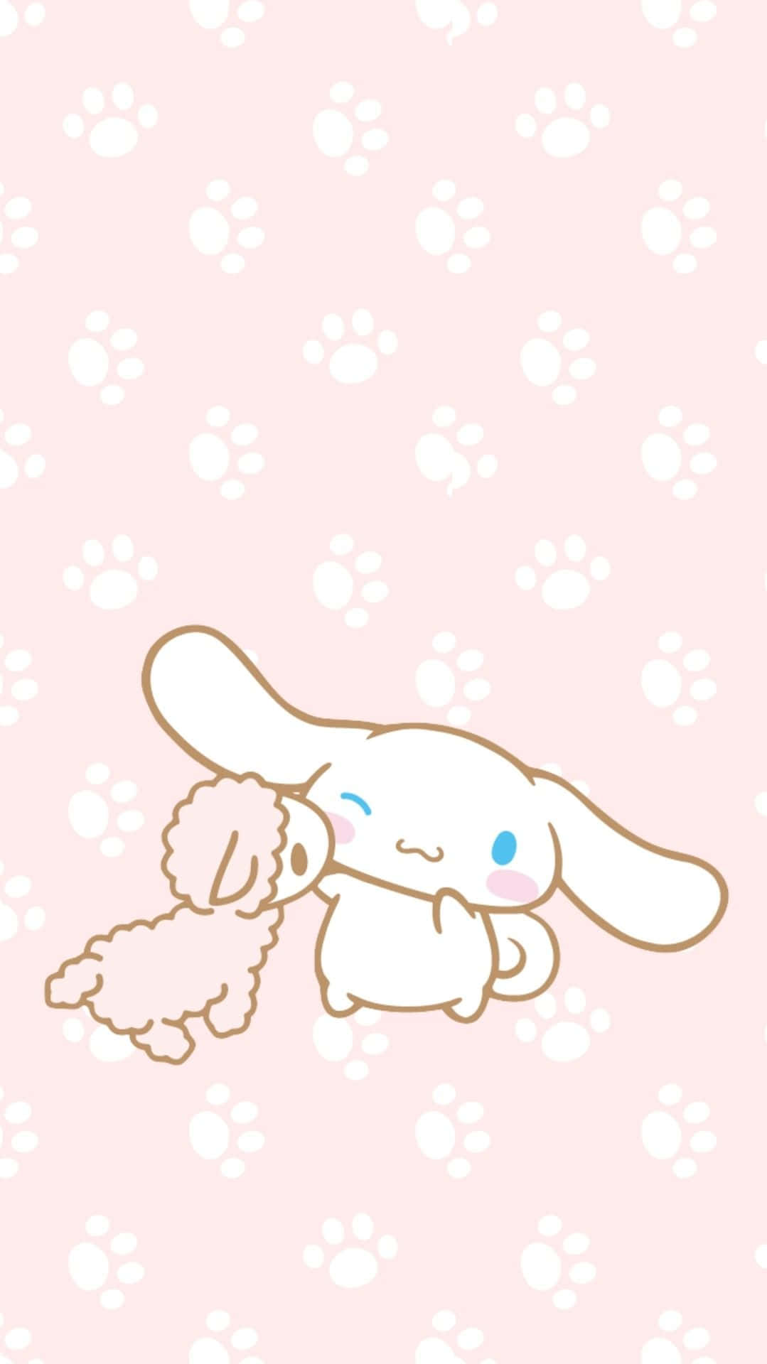 A White Bunny With Paw Prints On A Pink Background Background
