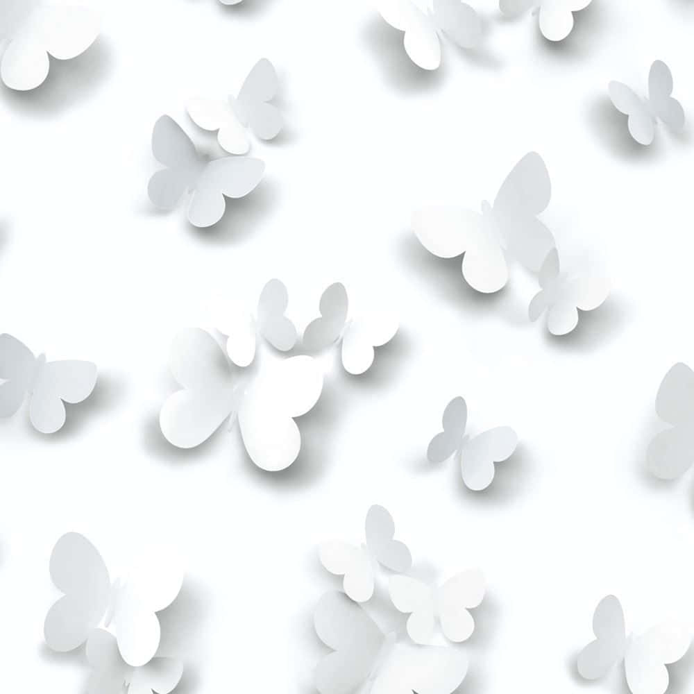 A White Butterfly In A Garden Of Delight Background