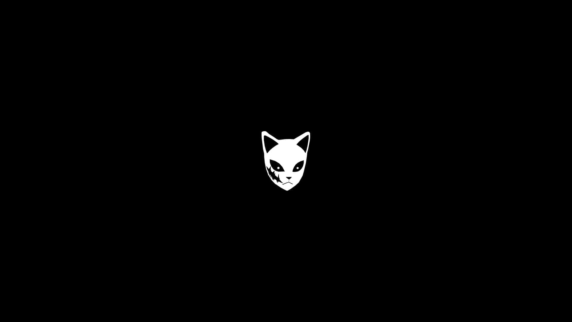 A White Cat Logo On A Black Background Background