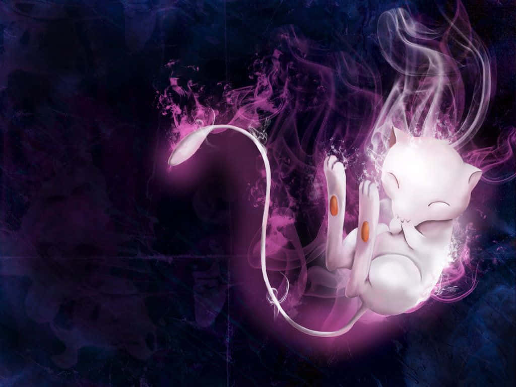 A White Cat With Purple Smoke And A Pink Background Background