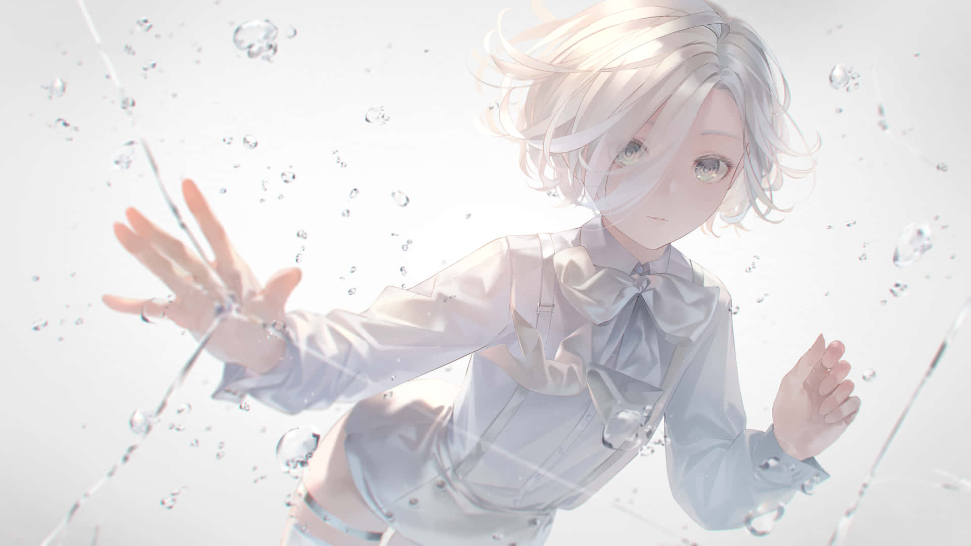 A White-clad Protagonist Roars In Excitement Against A Dark, Sci-fi Background Background