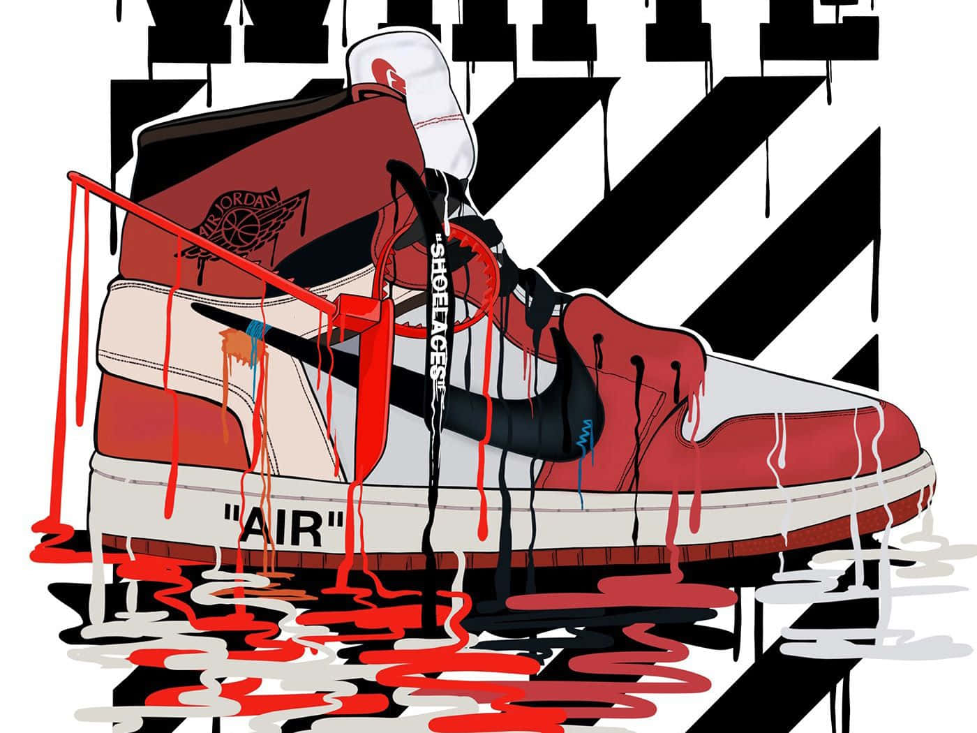 A White - Colored Sneaker With Blood Dripping On It Background