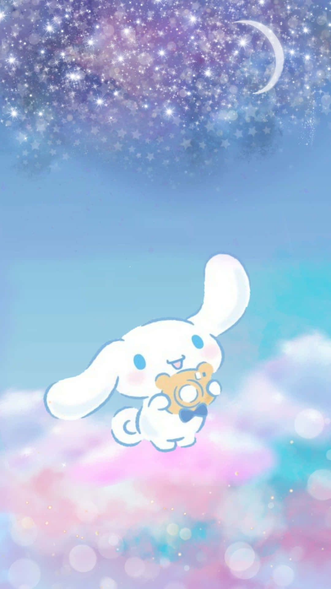 A White Dog With A Teddy Bear In The Sky Background