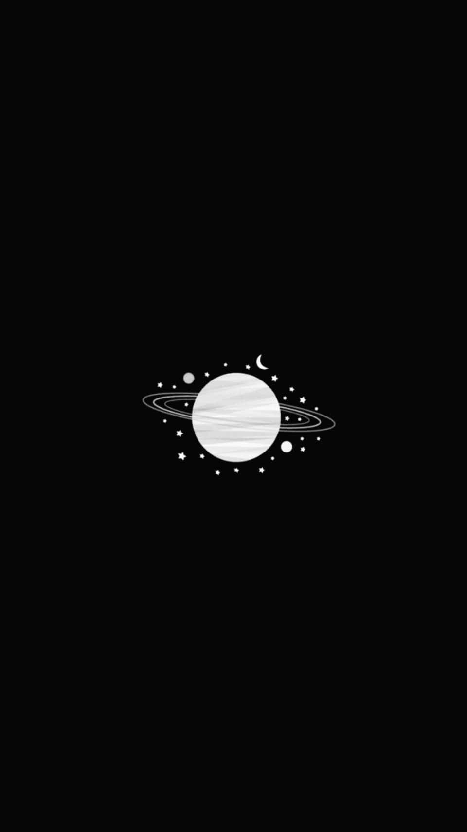A White Image Of A Planet On A Black Background Background