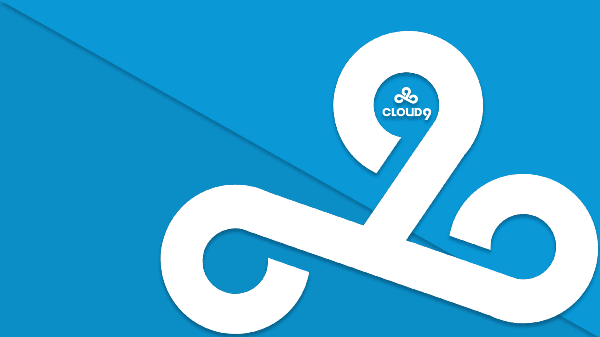 A White Logo With A White Swirl On A Blue Background Background