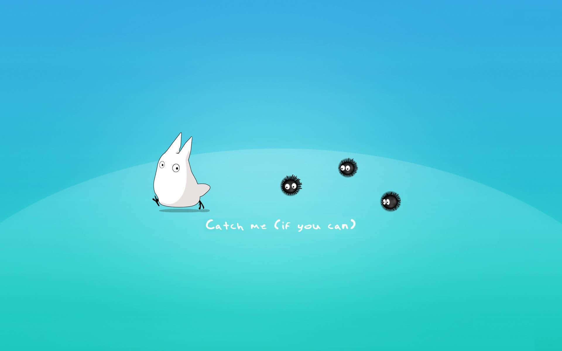 A White Rabbit With Black Eyes And A Blue Background