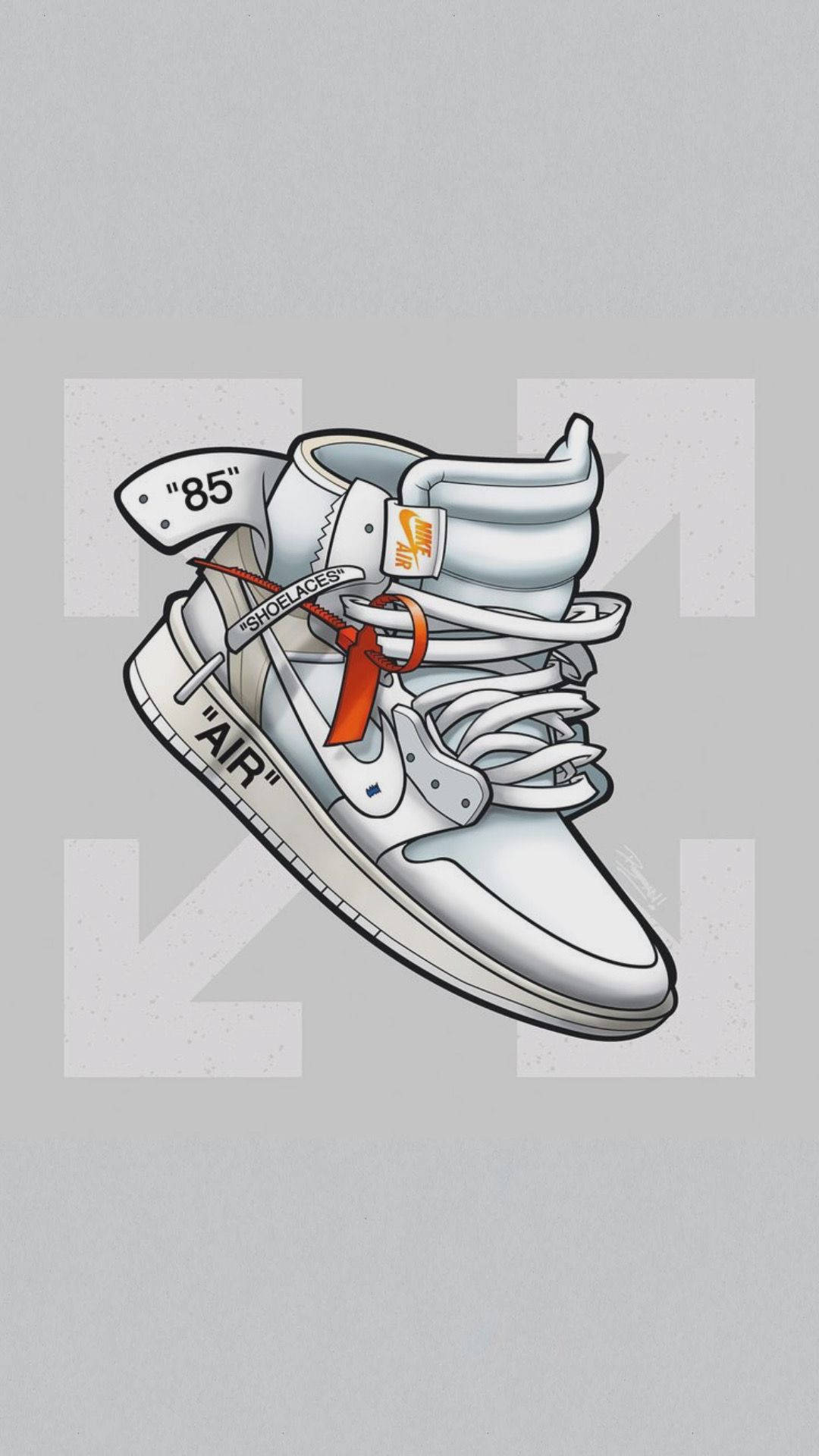 A White Shoe With An Orange Ribbon On It Background