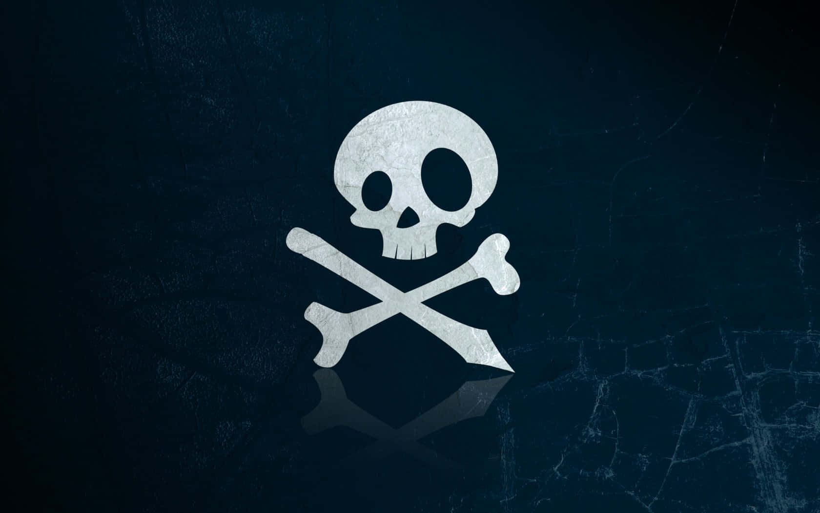 A White Skull And Crossbones Logo On A Dark Background