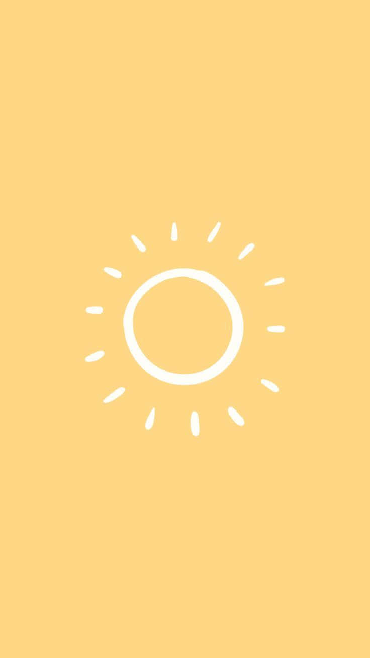 A White Sun Icon On A Yellow Background Background