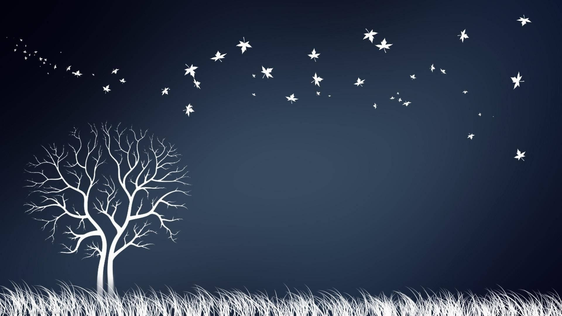 A White Tree Aglow In The Moonlight Background