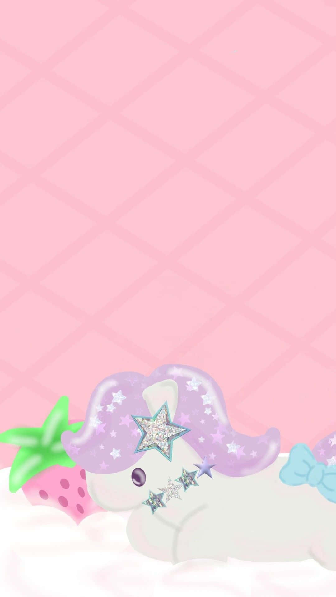 A White Unicorn With A Strawberry On It Background