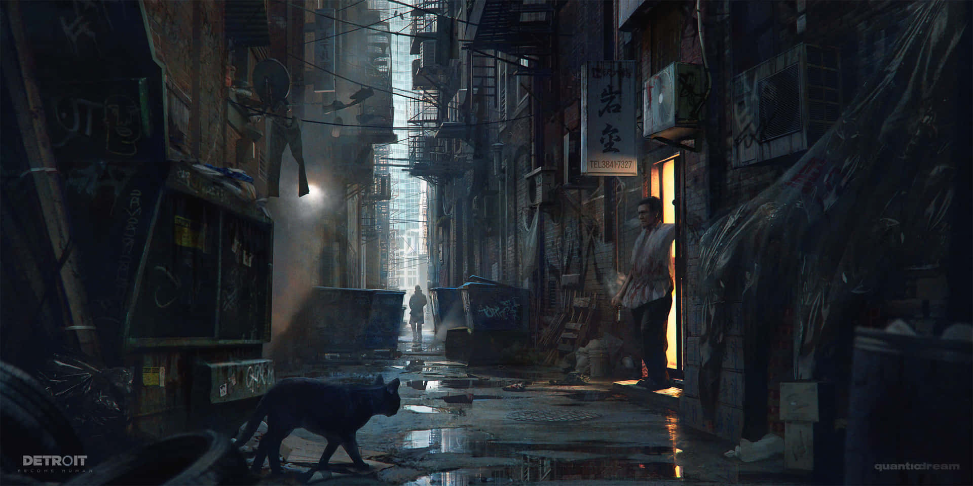 A Winding Alleyway In An Urban Area Background