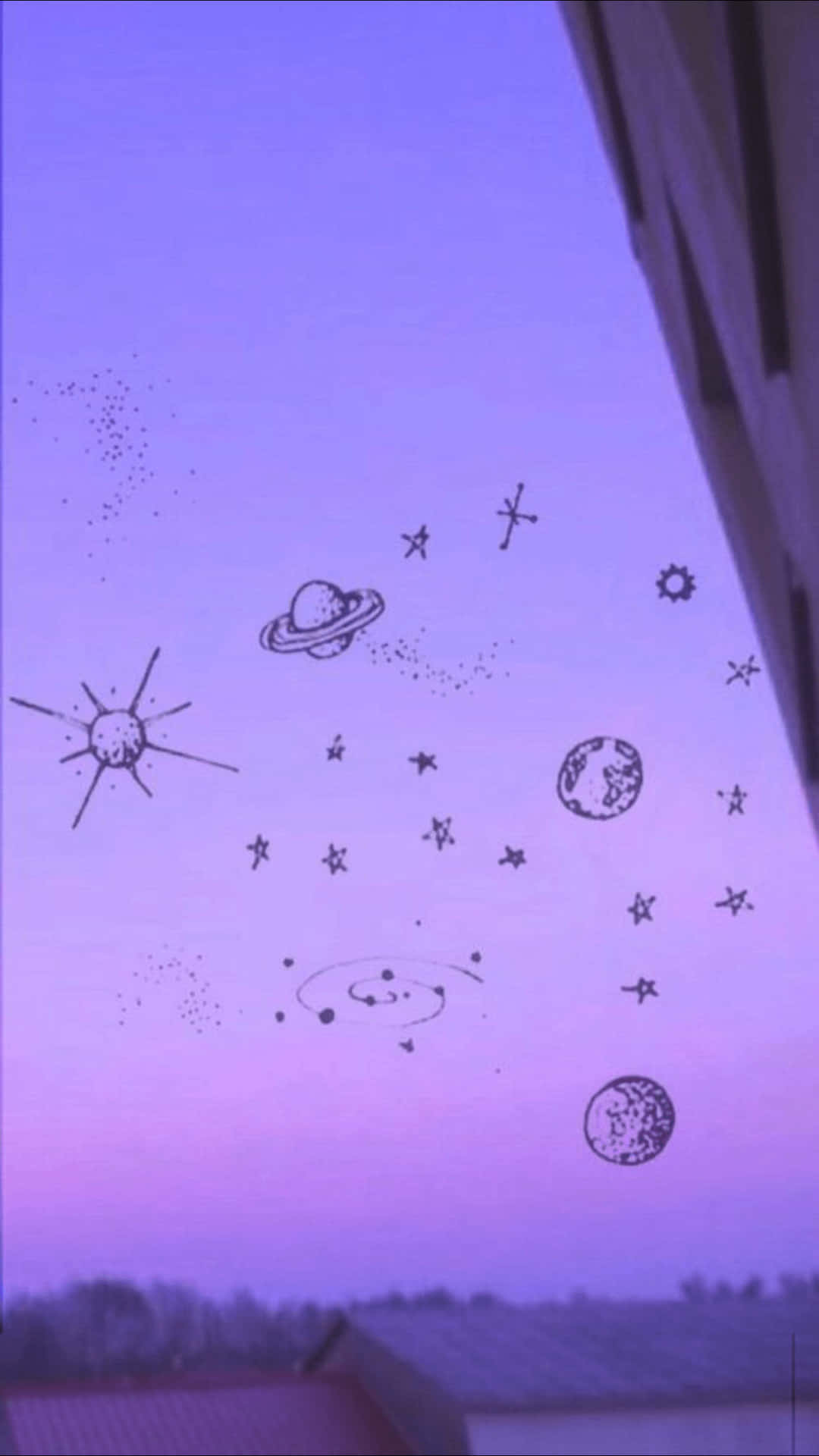 A Window With A View Of The Stars And Planets Background