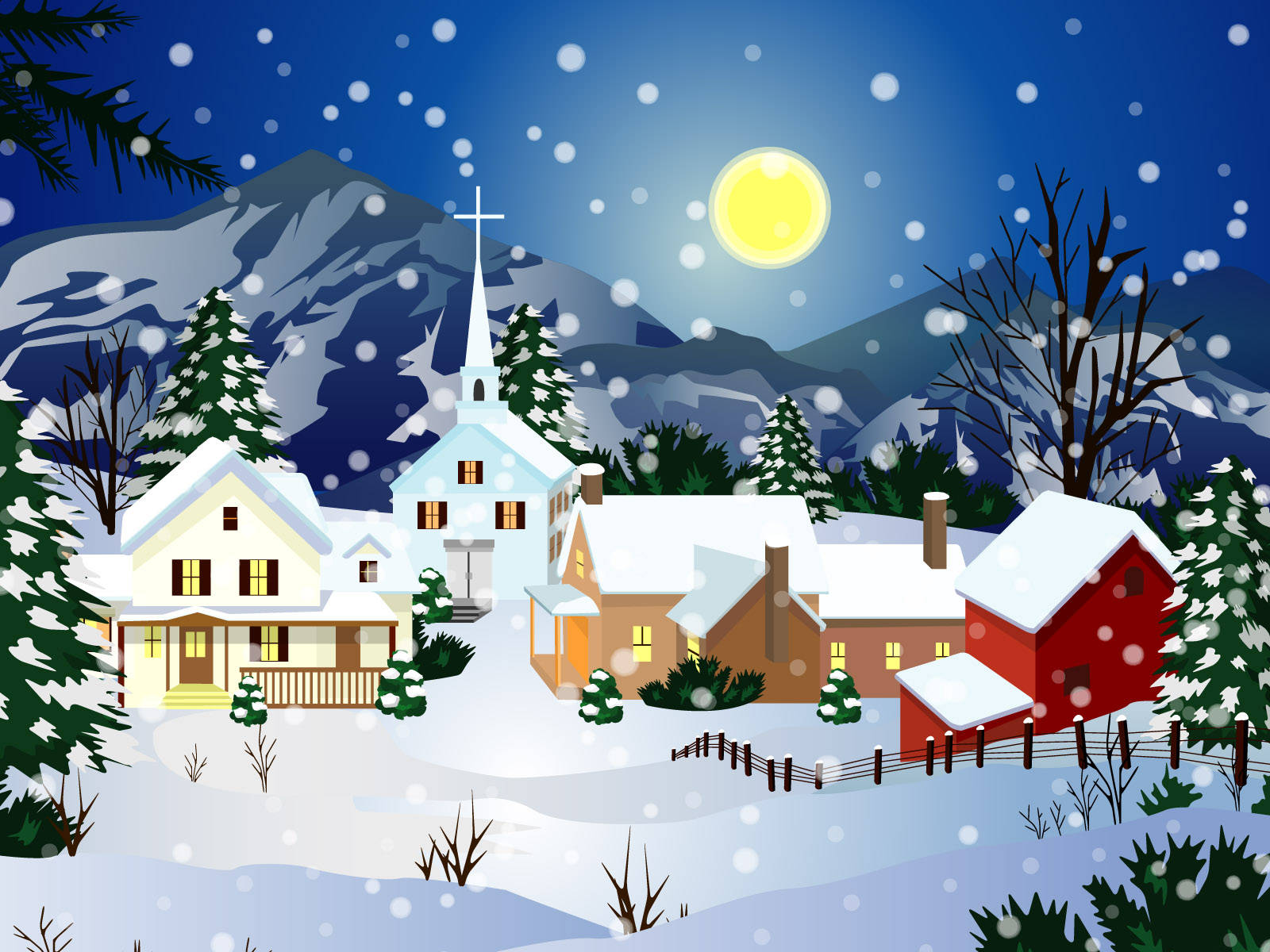 A Winter Scene With Snow And Trees Background