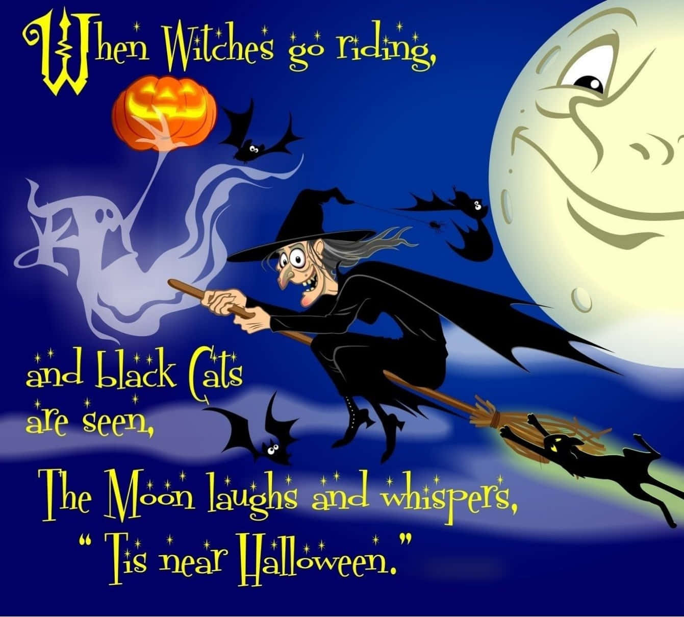 A Witch Brews Up A Spooky Potion On All Hallows Eve Background