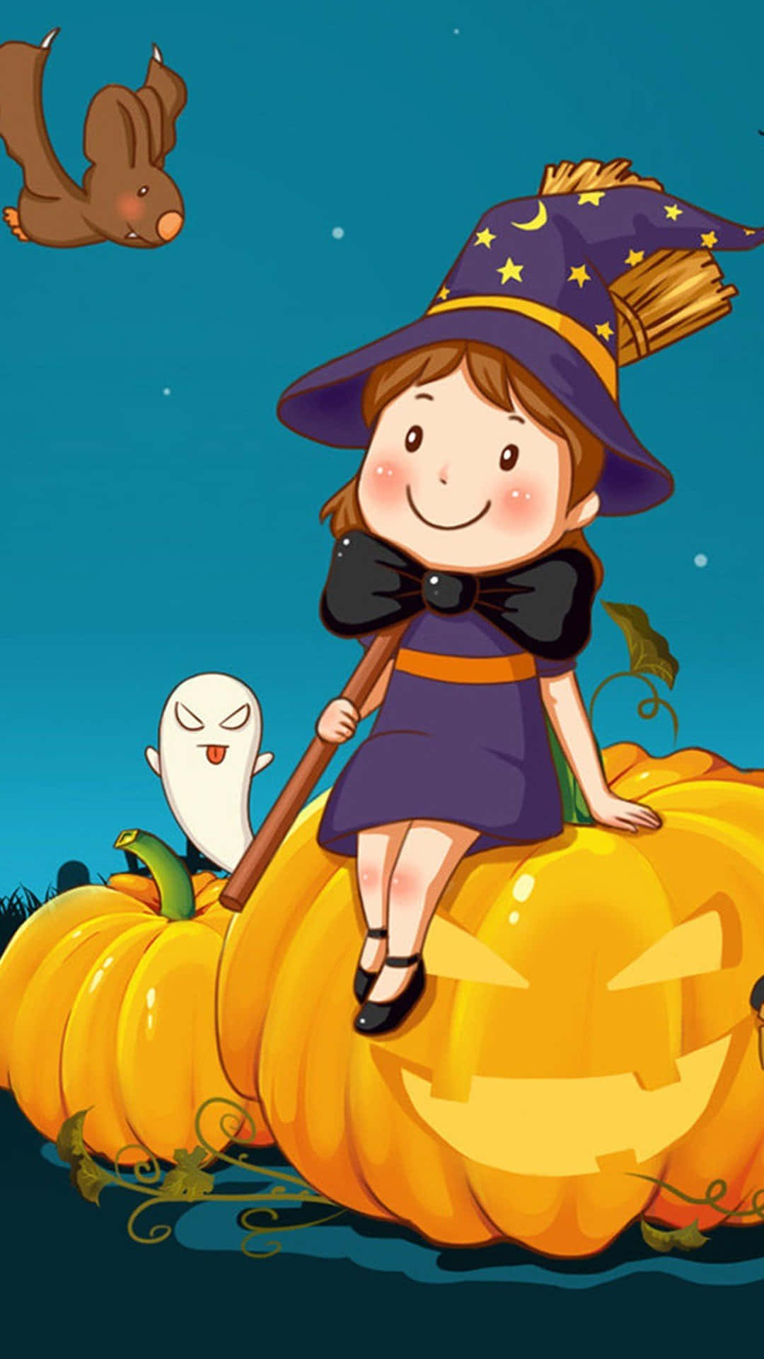 A Witch Girl Fall Halloween Iphone Background