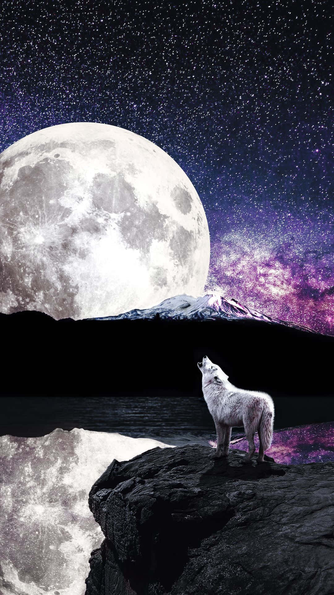 A Wolf Howling At The Supermoon Background