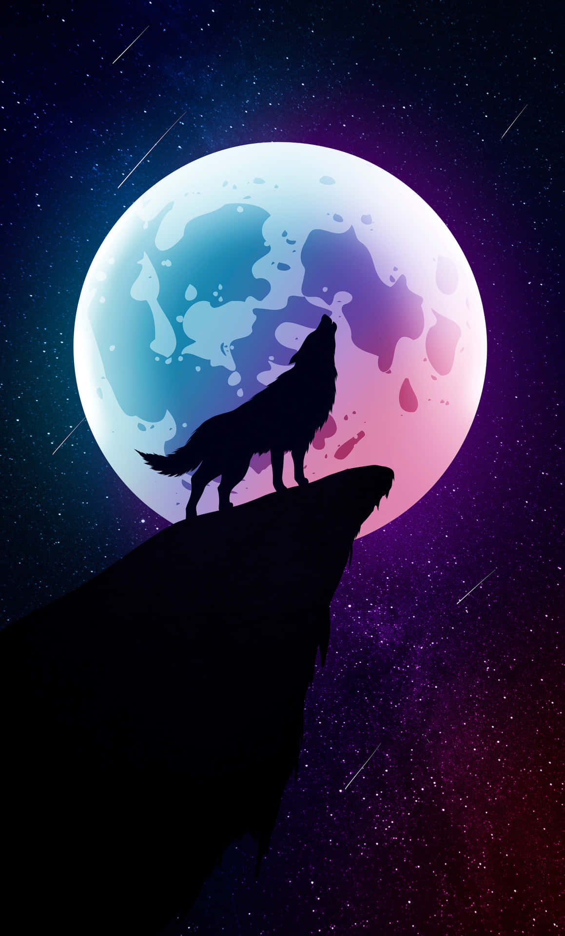 A Wolf Howls At The Full Moon Background