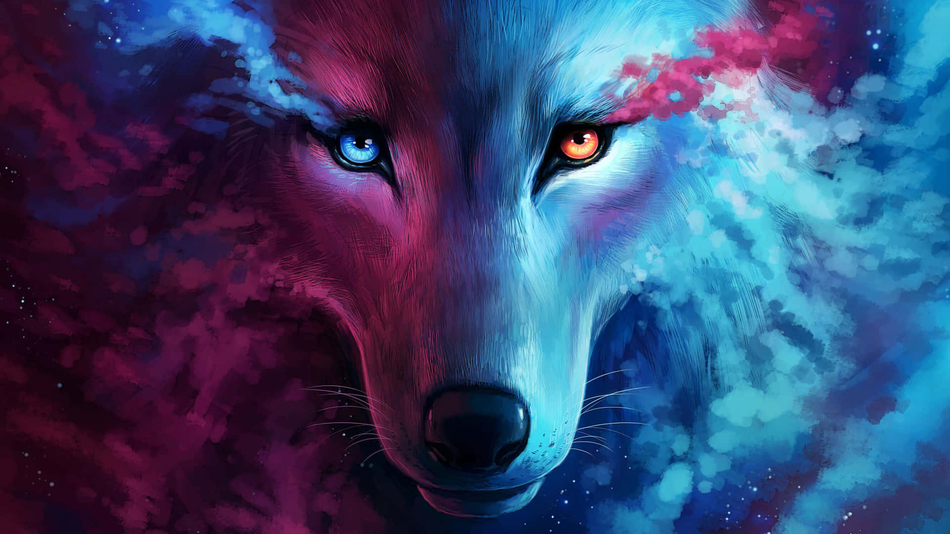 A Wolf With Blue Eyes And Blue Eyes Background