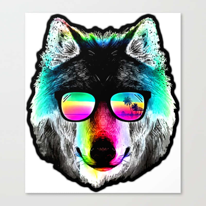 A Wolf With Sunglasses On A White Background Background