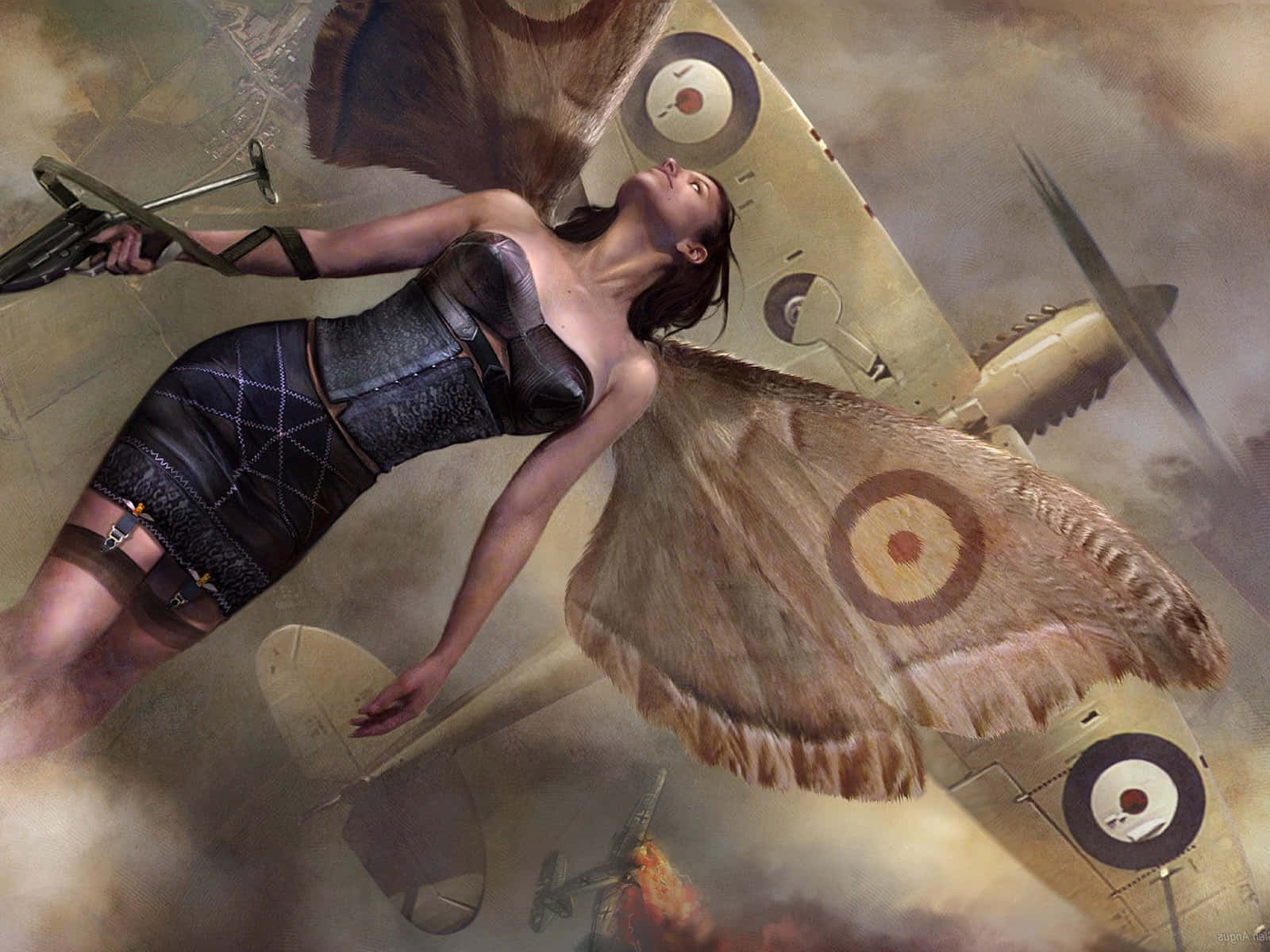 A Woman Flying In The Air Background