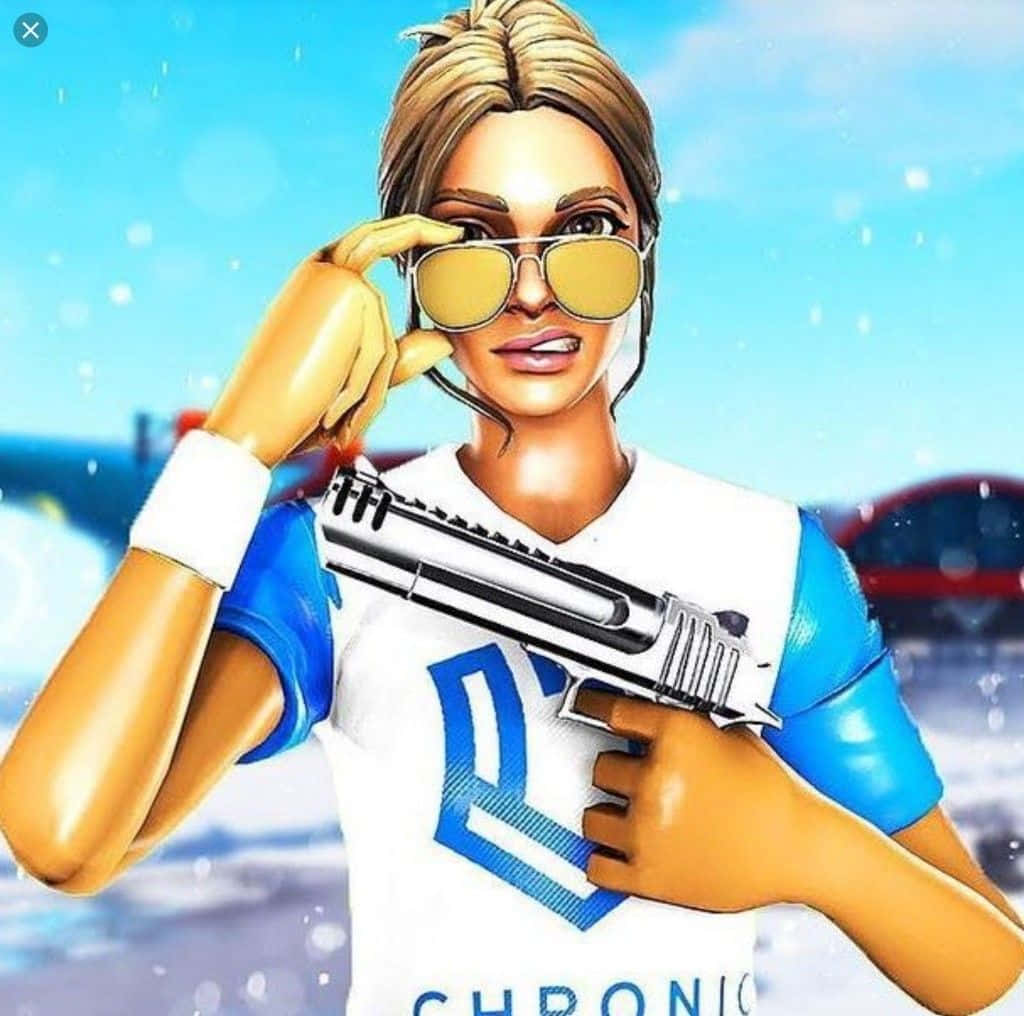 A Woman Holding A Gun In A Game Background