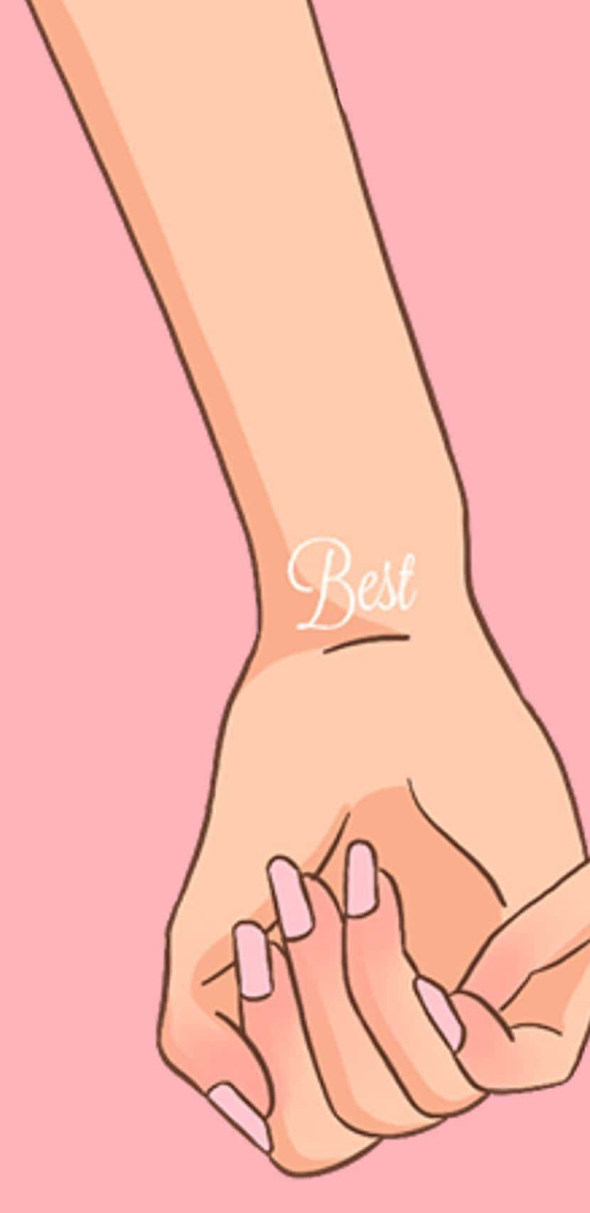 A Woman Holding A Hand With The Word Best On It Background