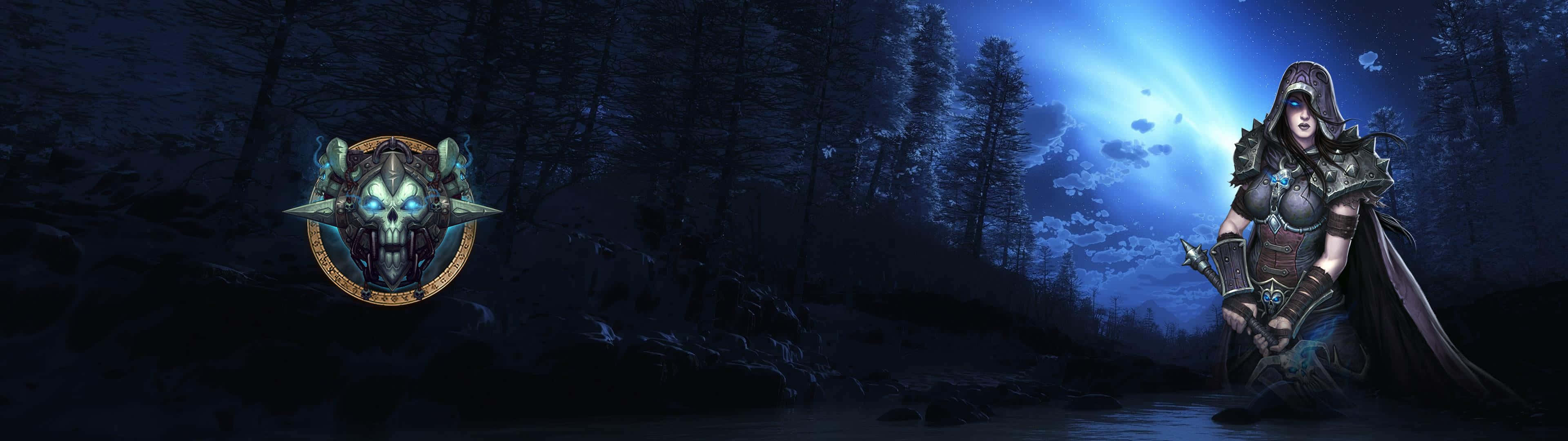 A Woman In A Dark Forest With A Sword Background