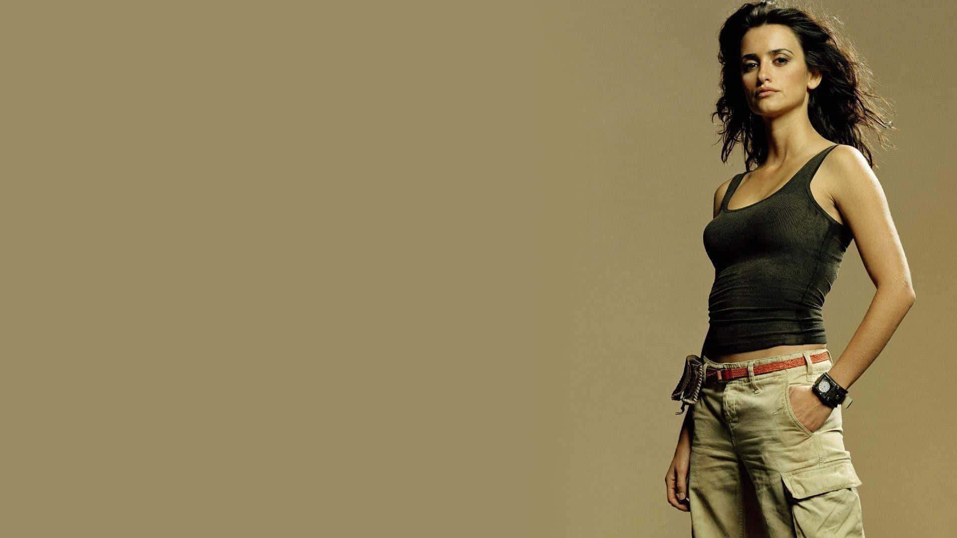 A Woman In A Tank Top And Khaki Pants